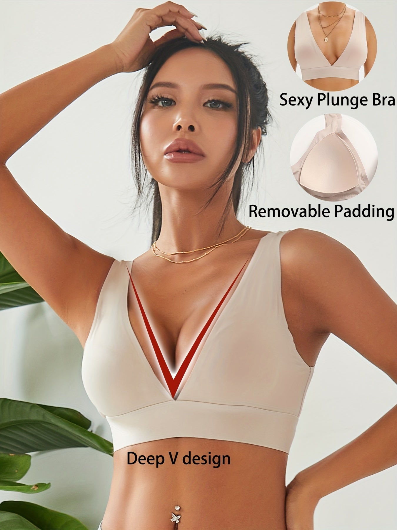 Wireless Plunge Bra Comfy & Breathable Stretch Intimates Women's Lingerie