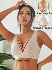 Wireless Plunge Bra Comfy & Breathable Stretch Intimates Women's Lingerie