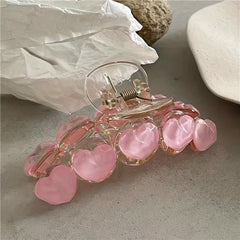 Pink Love Heart Hair Claw Clips Acrylic Grip Hair Jaw Clip