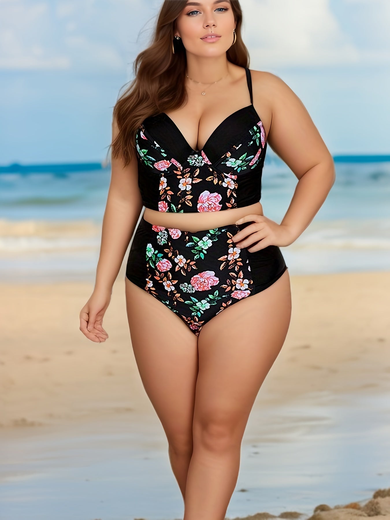  Floral Print Molded Cup Bikini Set