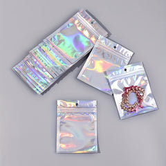 50pcs Transparent Laser Colorful Storage Bag for Small Objects