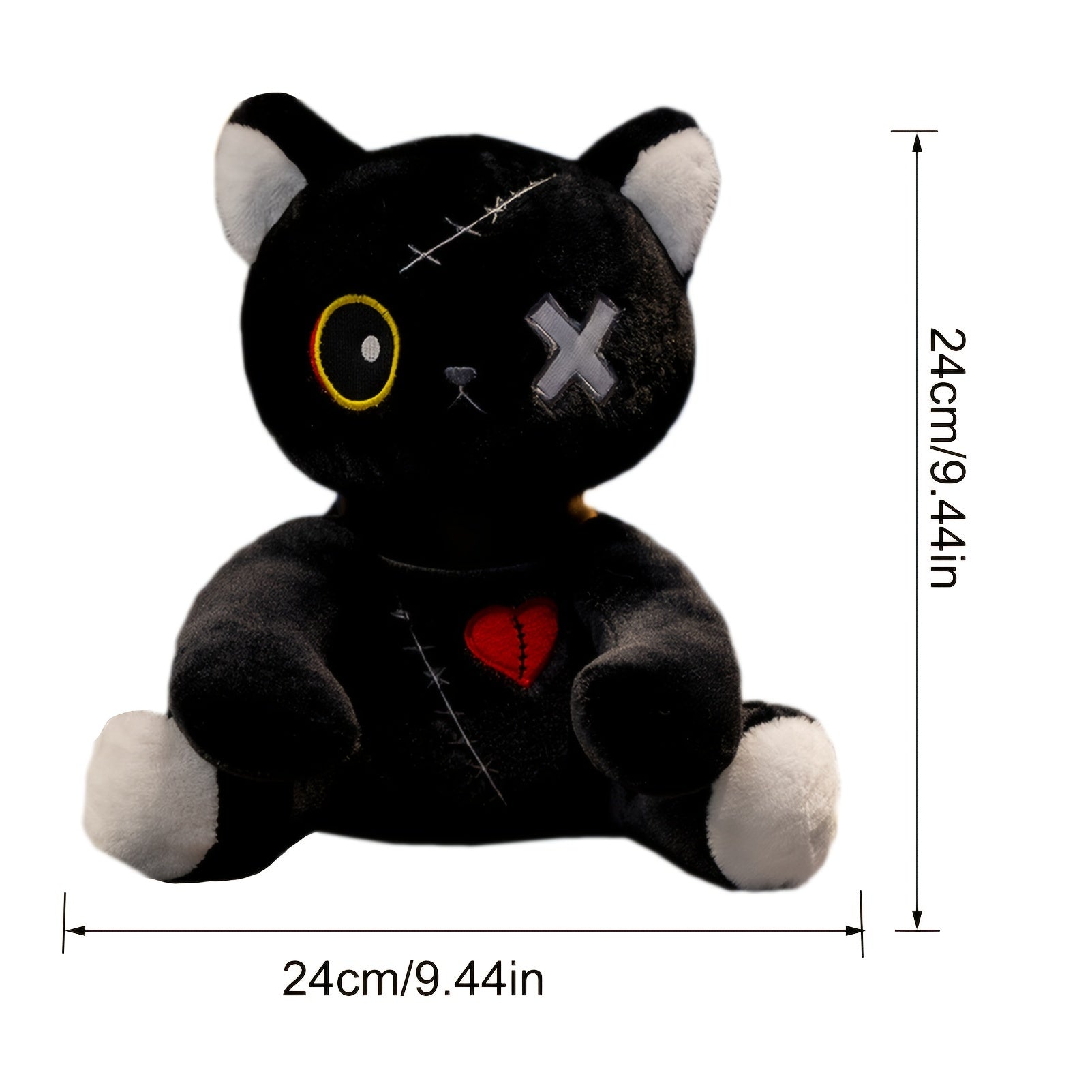 Creepy Cat Plush Halloween Gothic Stuffed Animal Horror Doll Crazy Cat Plushie