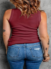  Basic Tank Top Women's Plus Plain Round Neck Medium Stretch Tank Top