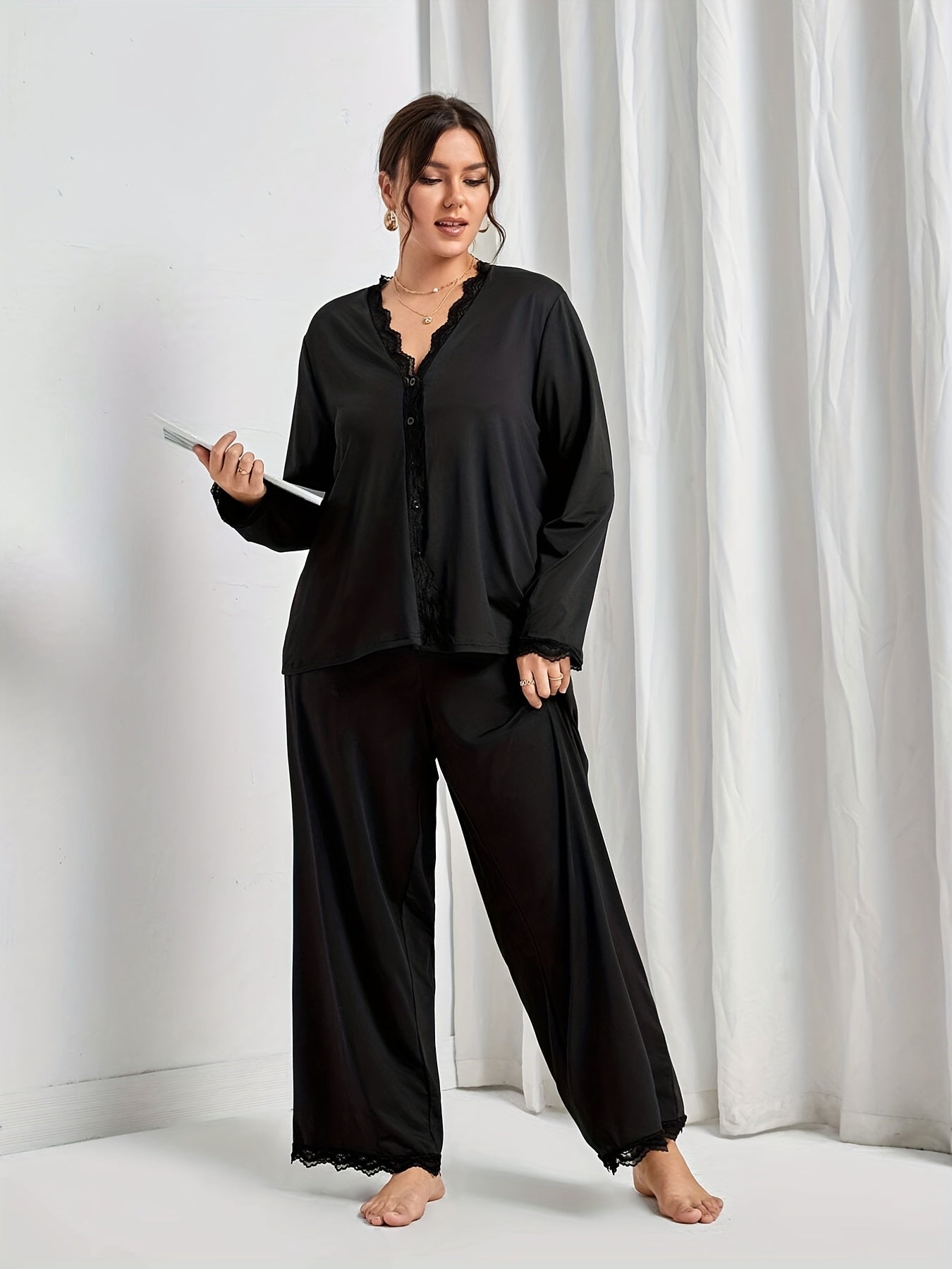  Lace Trim PJ Set