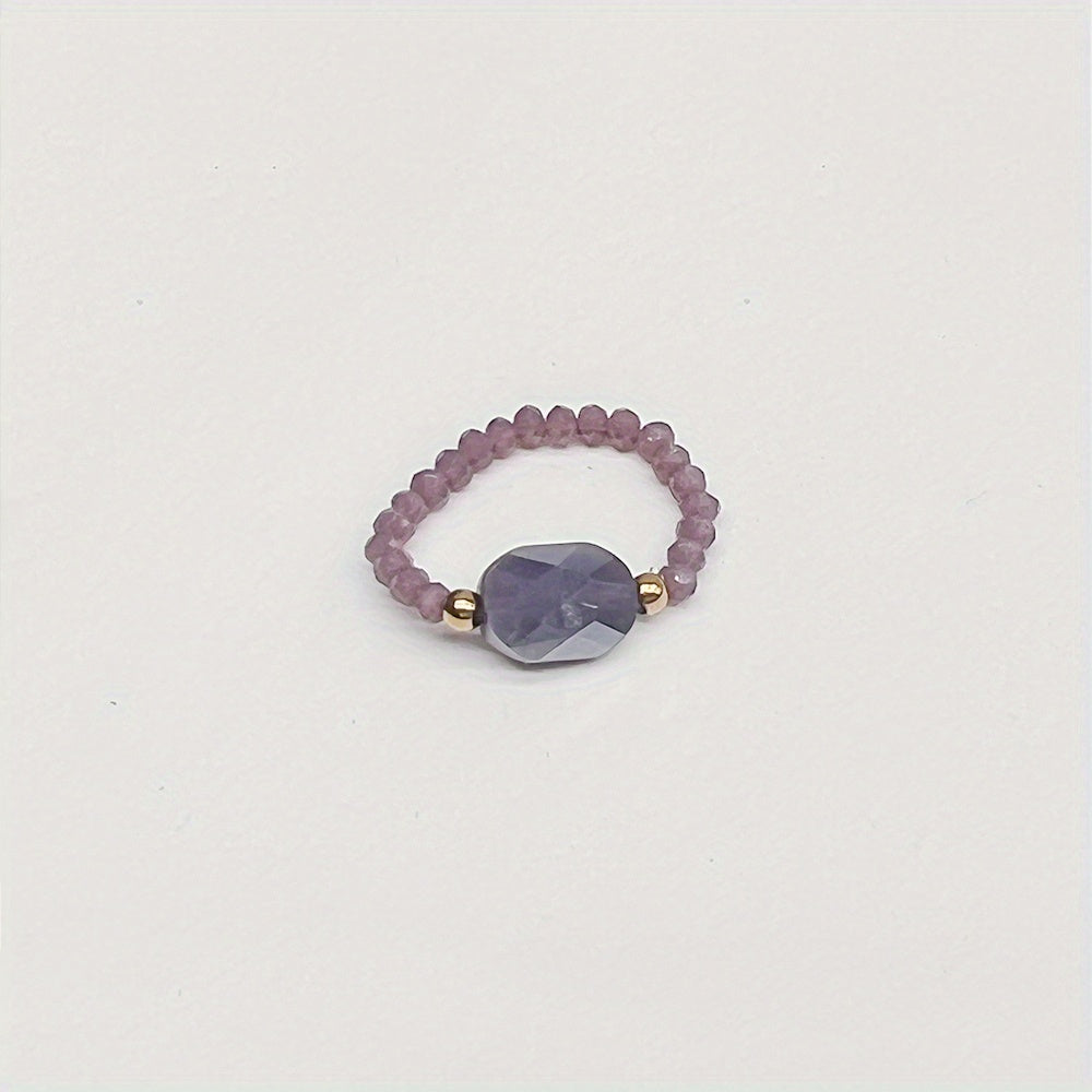 Colorful Crystal Glass Beads Ring for Women