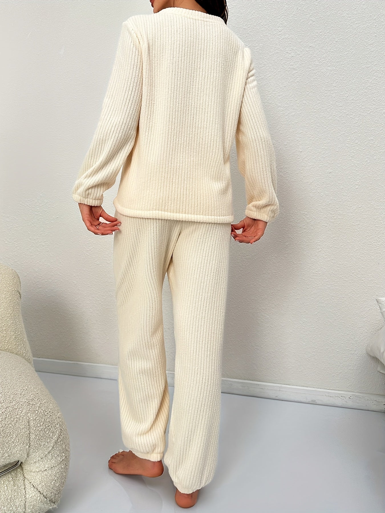 Crown Embroidery Pajama Set Long Sleeve Top & Lounge Pants