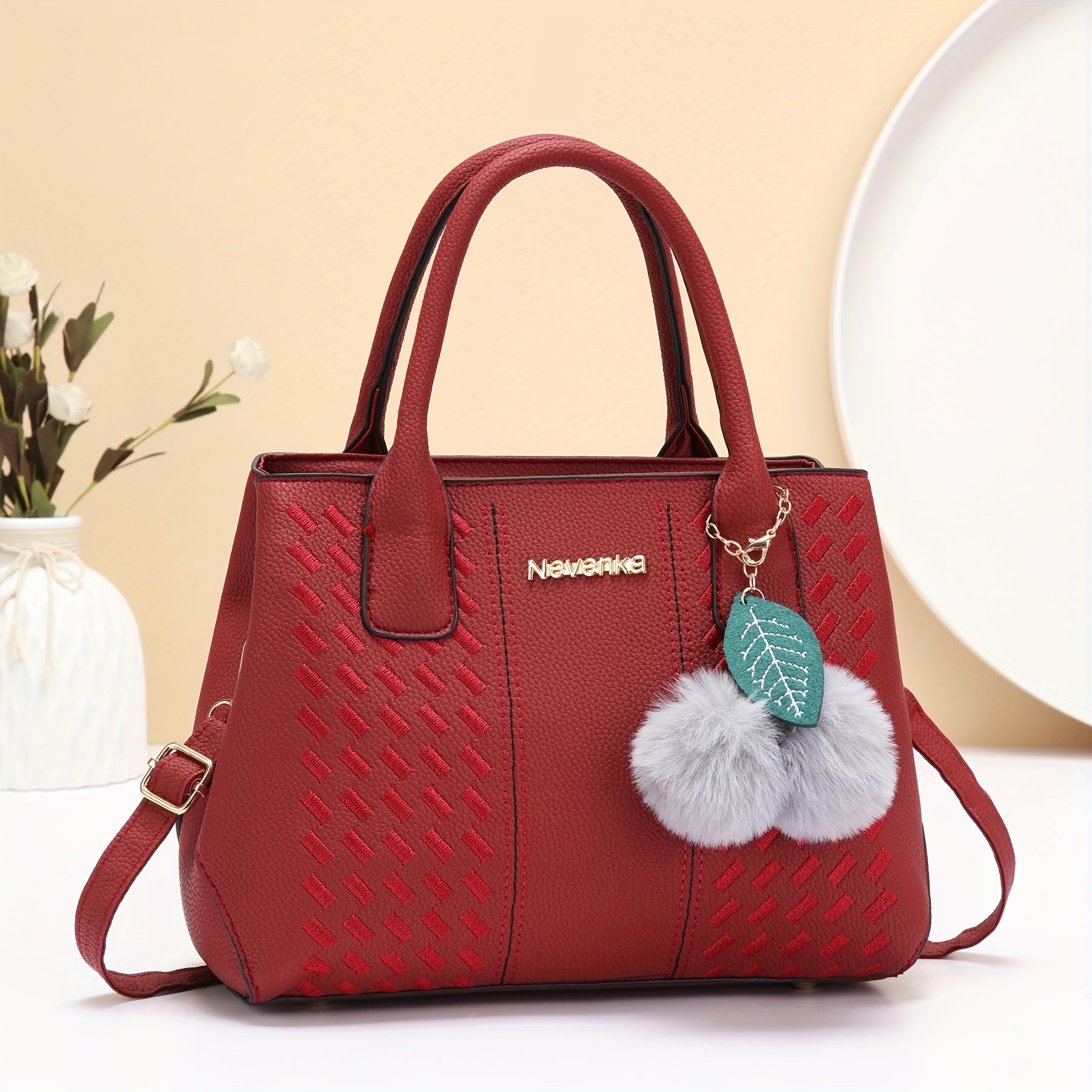 Plaid Tote Bag for Women with Adjustable Strap and Zipper Closure