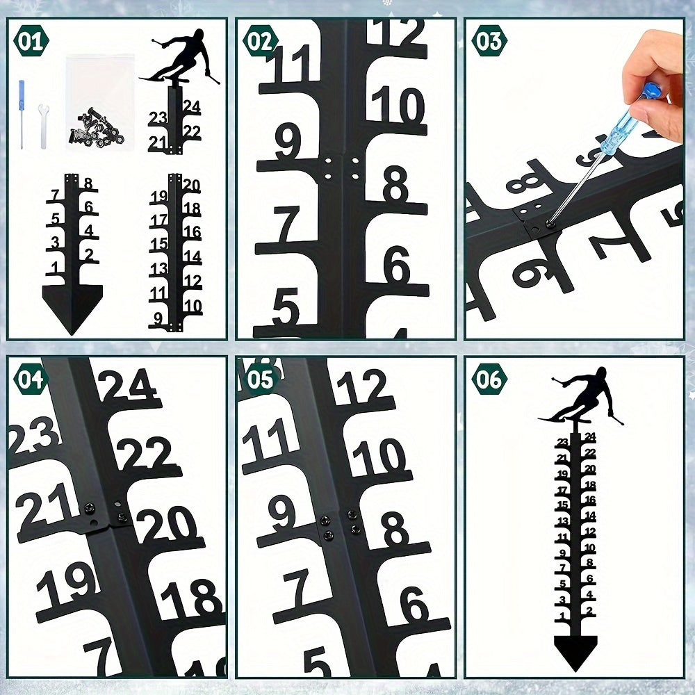 Snow Gauge Metal Snowfall Measuring Rod Winter Skiing Ruler Christmas Gift