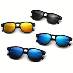 Retro Round Frame Men's Polarized Sunglasses with Glasses Case