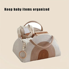 Woven Diaper Storage Basket for Moms - Durable Polyester Material