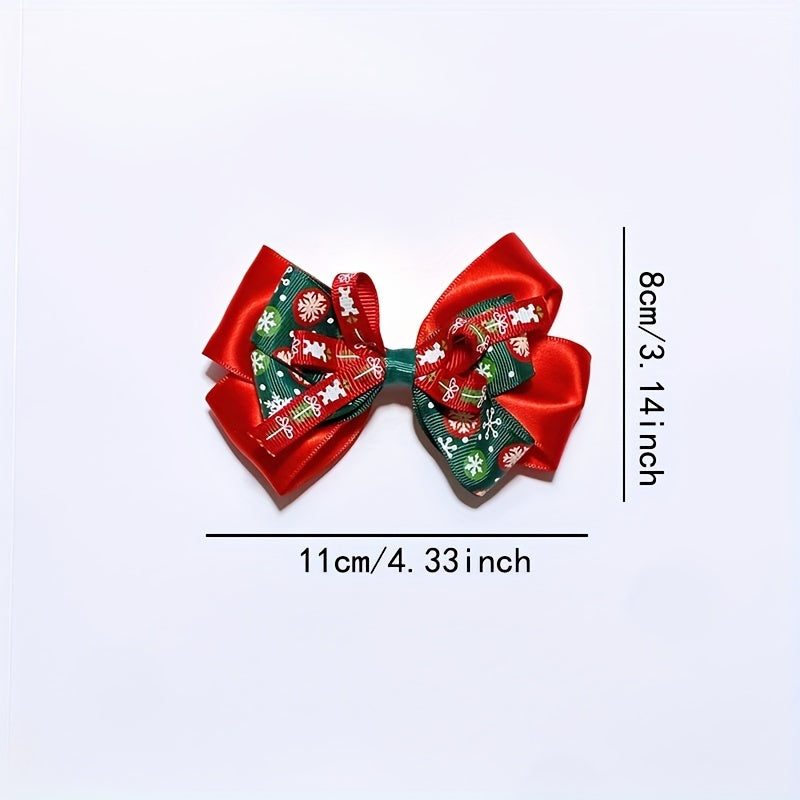 Christmas Hair Clip Bow Decor Duck Billed Clip For Side Hair Bang Braids