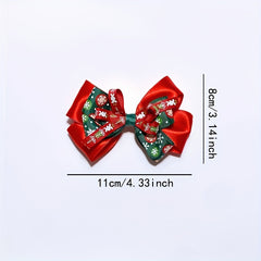 Christmas Hair Clip Bow Decor Duck Billed Clip For Side Hair Bang Braids