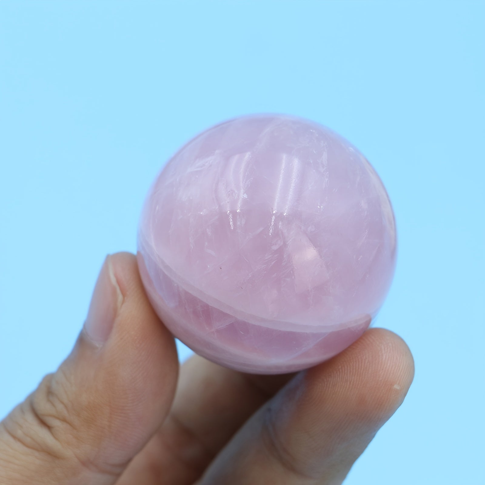Natural Rose Crystal Ball Stone Carving Sphere for Children Gift
