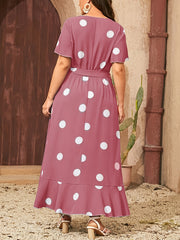  Boho Dress Women's Plus Dot Print Wrap Dress