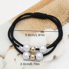 Faux Pearl Beaded Hair Tie Elastic Hair Rope Multilayer Hair Ring Sweet Ponytail
