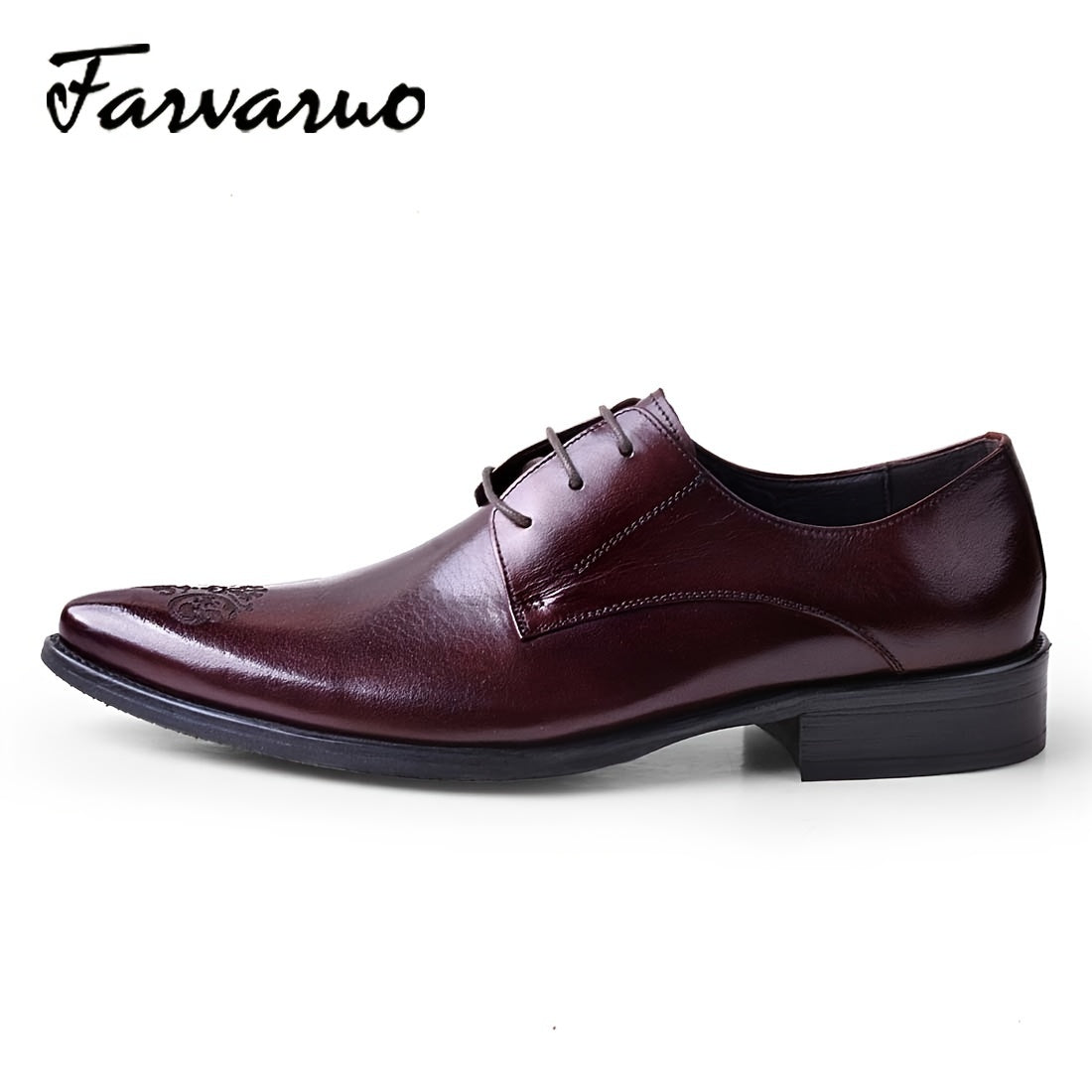 FARWARWO Men's Leather Pointed Toe Derby Shoes Formal Dress Shoes