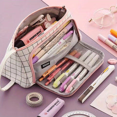 Triangle Window Pencil Case Large Capacity Pen Stationery Box For Students
