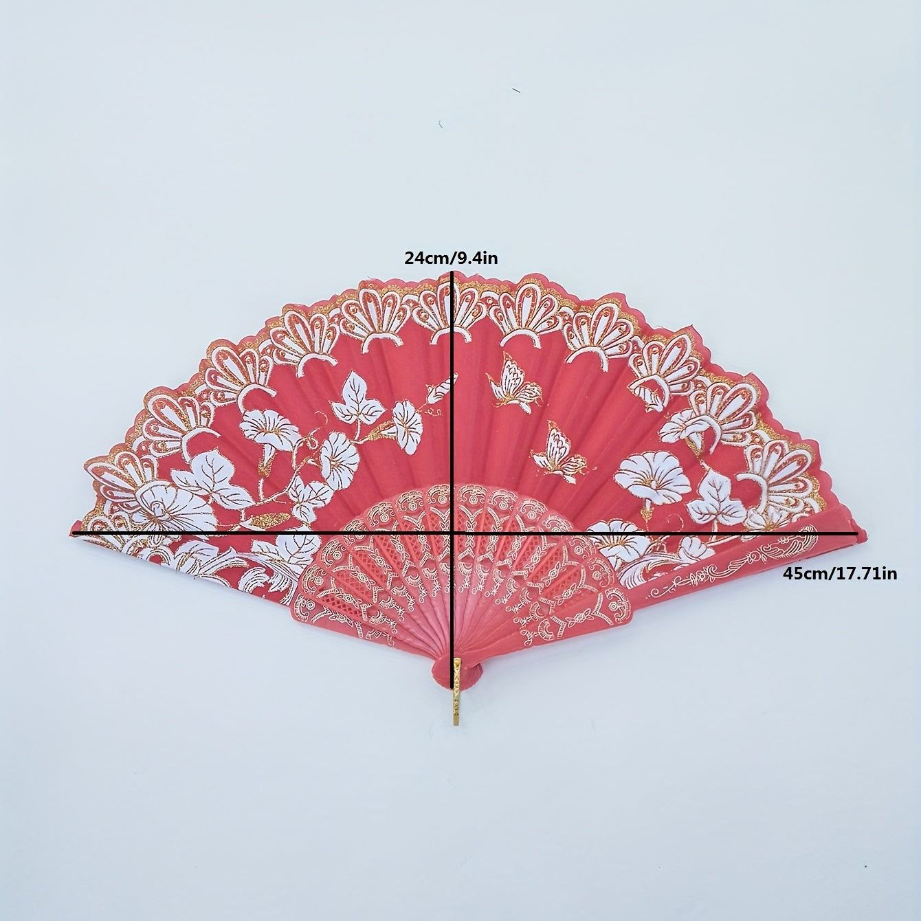 Women's Lace Floral Pattern Fan Chinese Style Costume Cheongsam Accessories