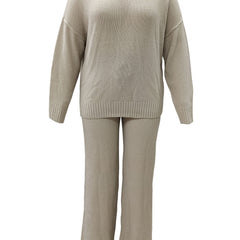 2 Piece Casual Sweater Set Long Sleeve Round Neck Outfits