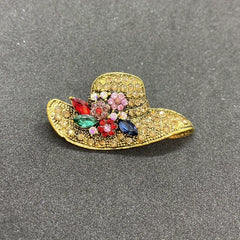 Sun Hat Rhinestone Brooch Wedding Coat Pin