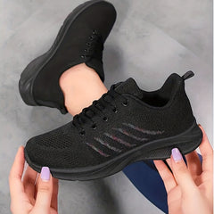 Women's Casual Knit Sneakers Low Top Lace Up Shoes