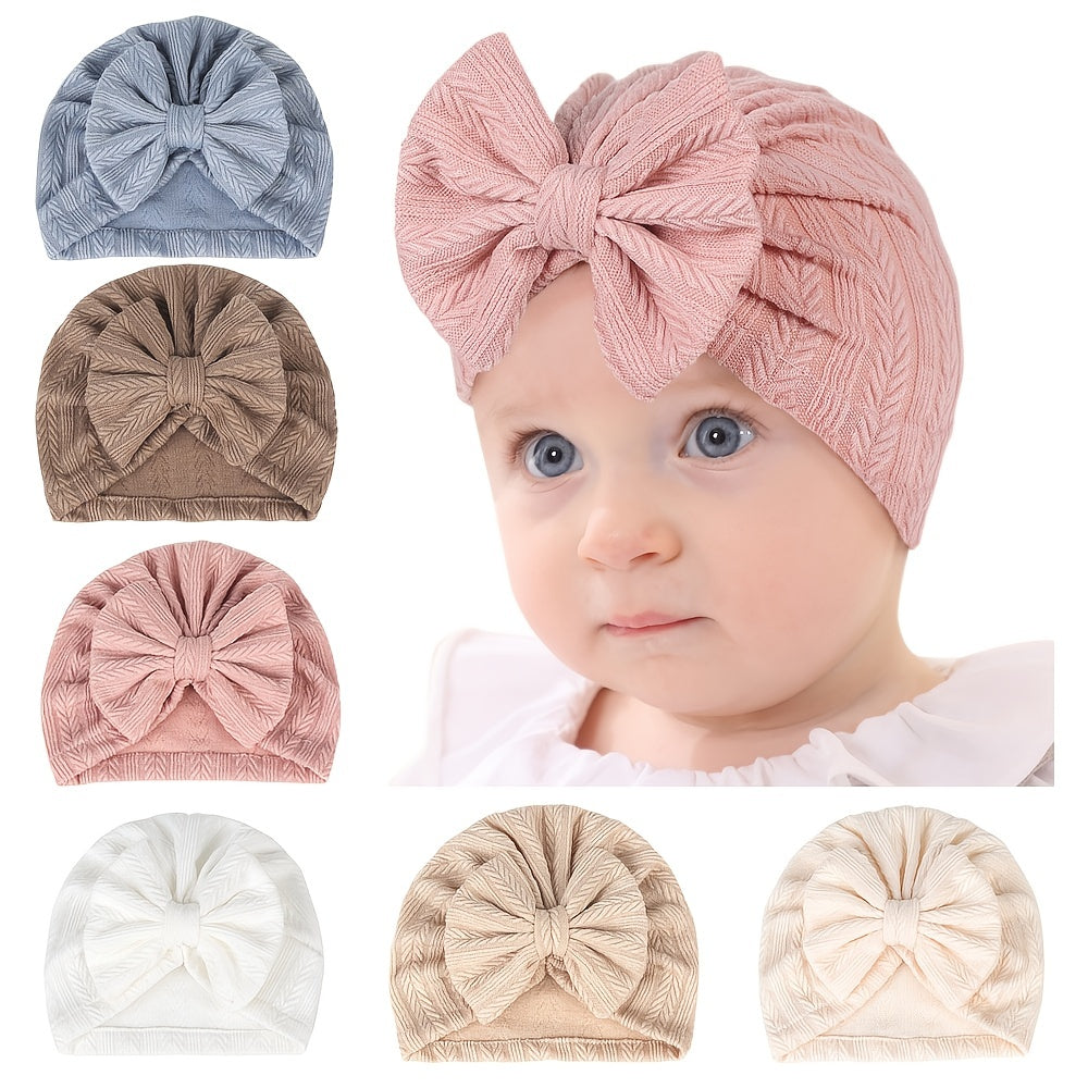 Newborn Toddler Head Wrap Hat Solid Bow Cap Turban Headband For Baby Girls