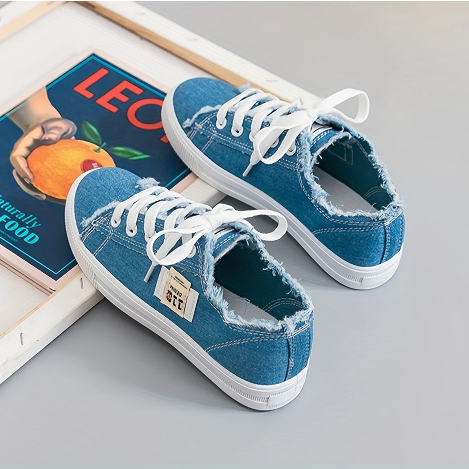 Women's Flat Canvas Shoes Low Top Lace Up Skate Shoes Casual Sneakers