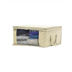 Quilted Storage Zipper Bag Clothes Organizer Foldable Box w/ Window