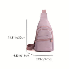 Nylon Single Zipper Chest Bag Casual Sling Bag