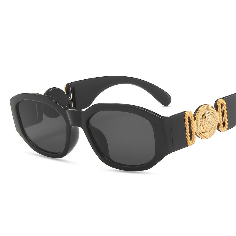 Small Polygonal Vintage Sunglasses Thick Temple Gradient Women Shades