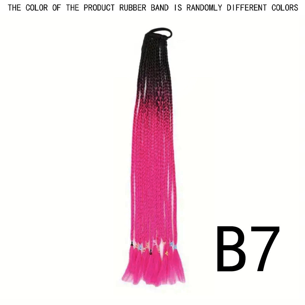 60 96 Cm Long Box Braided Ponytail Extensions Ombre Rainbow Colored