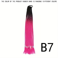 60 96 Cm Long Box Braided Ponytail Extensions Ombre Rainbow Colored