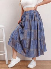 Colorblock Drawstring Maxi Skirt