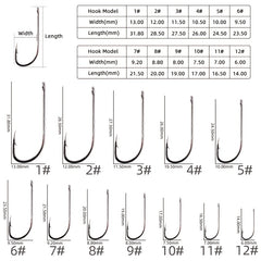 50pcs Circle Carp Eyed Fishing Hook Set Size 1-22 Japan Fishhooks for Seawater
