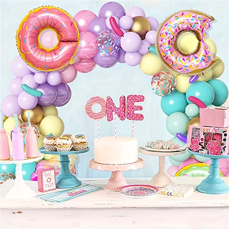 139pcs Pastel Donut Balloon Garland Arch Set Sweet One Birthday Party Decoration
