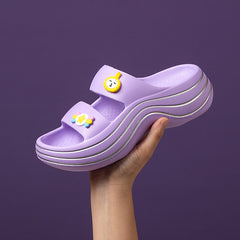Women's Double Strap Pillow Slippers Decor Non slip Beach Sandals