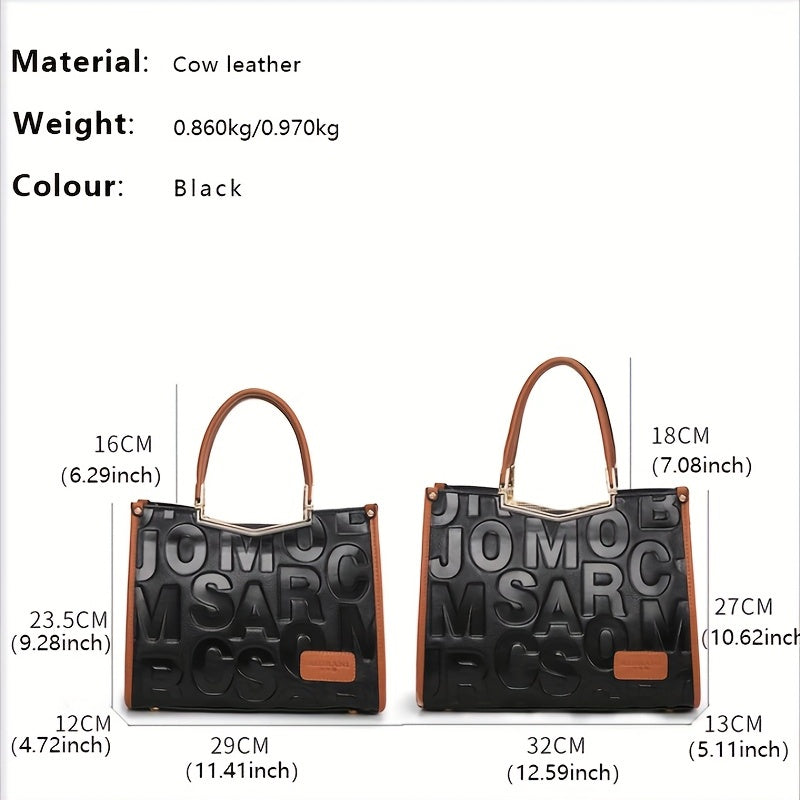 Embossed Tote Bag Leather Handbags Women's Satchel Purse