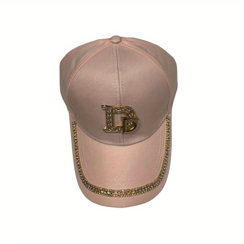Rhinestone D Label Baseball Cap Hip Hop Sunscreen Sports Hat