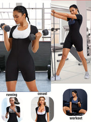 Women's Body Slimming Sauna Jumpsuit with Zipper