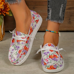 Women's Floral Printed Slip On Canvas Shoes Lightweight Casual Outdoor Shoes