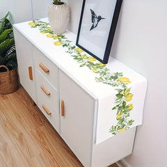 Polyester Table Runner Rustic Lemon Leaves Kitchen Dining Dresser Yellow Farmhou