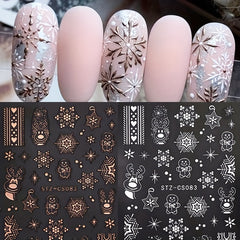 Christmas Nail Art Decals Winter Snowflake Reindeer Gingerbread Man Glitter