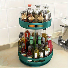 2-Layer Rotating Seasoning Bottle Rack Kitchen Storage Accessory