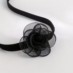 Vintage Flower Charm Choker Necklace Camellia Necklace for Women