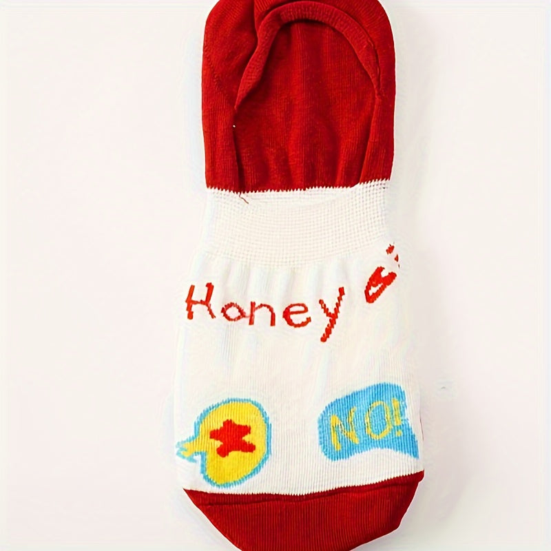 5 Pairs Cute Cartoon & Geometric Print Low Cut Ankle Socks Women's Stockings