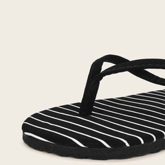 Minimalist Women Striped Flip Flops