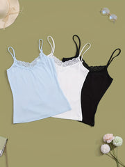 3pcs Lace V Neck Cami Top Lounge Tops