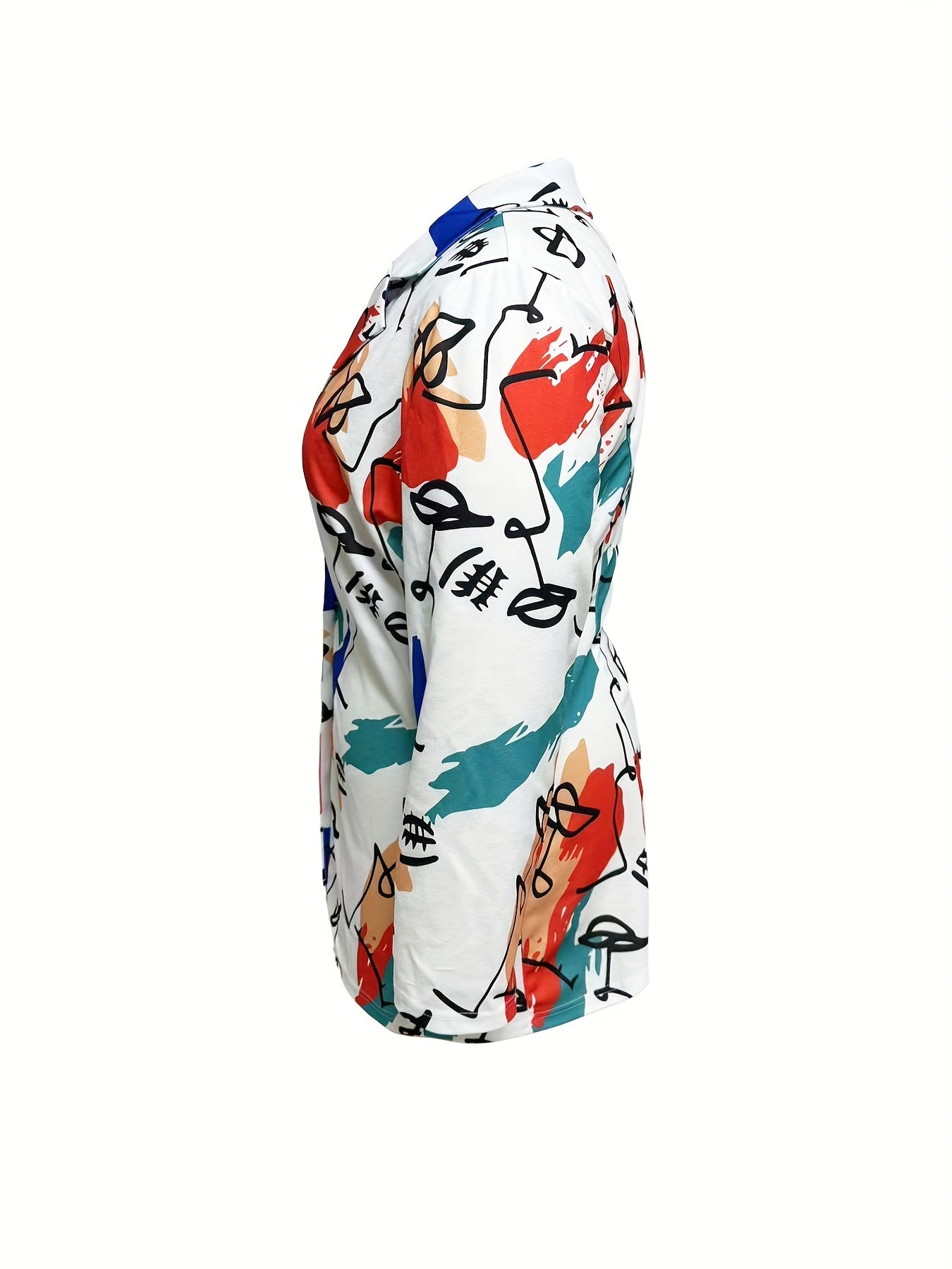  Graphic Print Long Sleeve Blazer