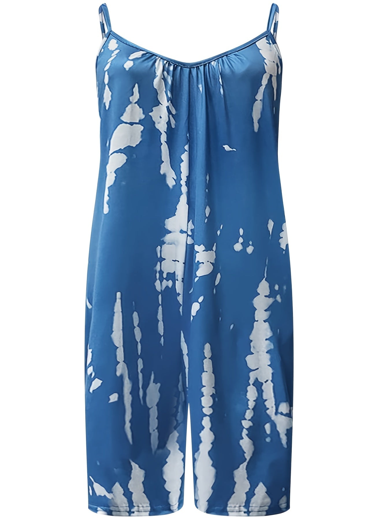  Tie Dye V Neck Wide Leg Romper