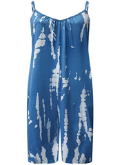 Tie Dye V Neck Wide Leg Romper